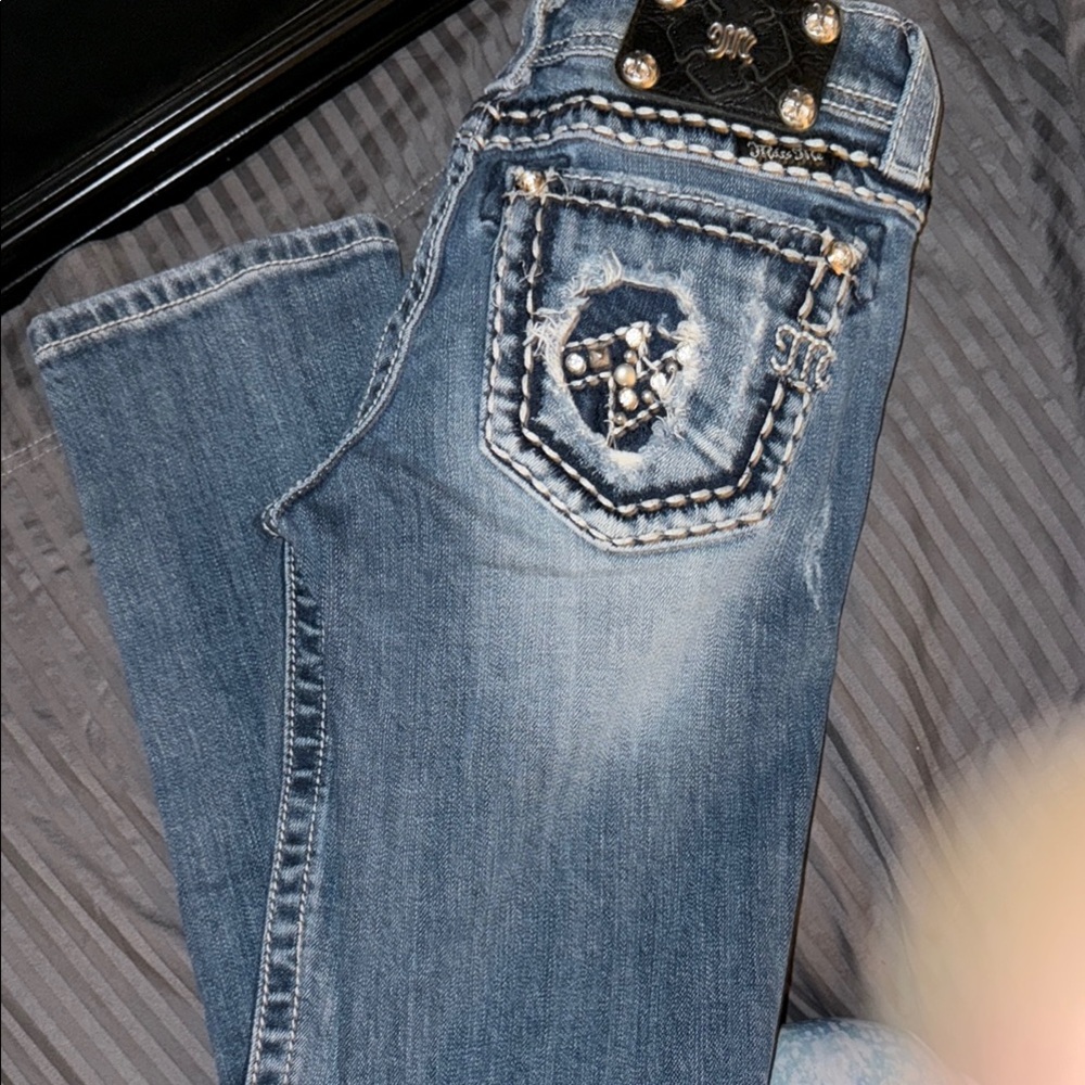 Miss Me Blue Boot Cut Jeans with Embellished Back Pockets